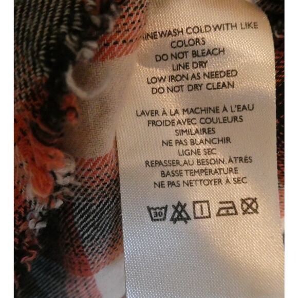 We The Free People Wildfire Mixed Plaid Flannel Oversized Top Medium M - Picture 8 of 9